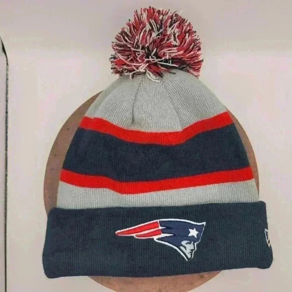 New Era New England Patriots NFL Football Pom Knit Beanie Hat FLEECE LINED. - Picture 7 of 8